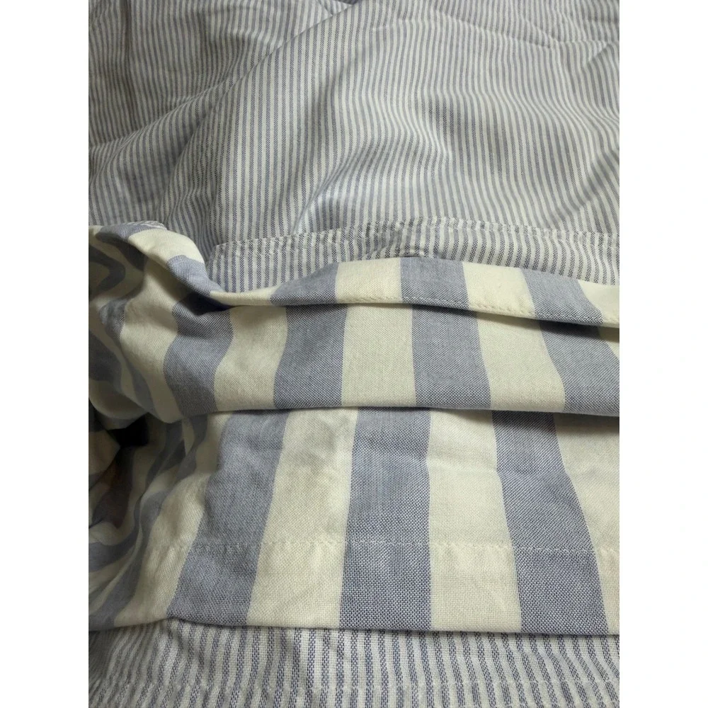 Coming Home lands end King Duvet Cover Set Blue Stripe Cotton cottage beach